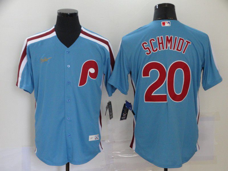 Men Montreal Expos 20 Schmidt Blue Throwback Game MLB Jerseys